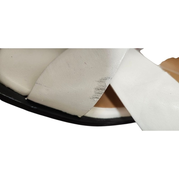 Ganni White Leather Criss Cross Sandals Square Toe Buckle Slingback Sz 40 / 10 - Picture 14 of 15